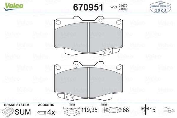 FREN BALATASI ON 119 mm TOYOTA HILUX III PICKUP 07- - VALEO - OEM 044650K020