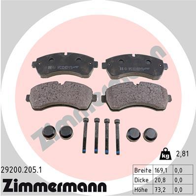 FREN BALATASI ON MERCEDES SPRINTER B906 B907 B910 . VW CRAFTER 30-35-50 - ZIMMERMANN - OEM A9104207700-2E0698151A