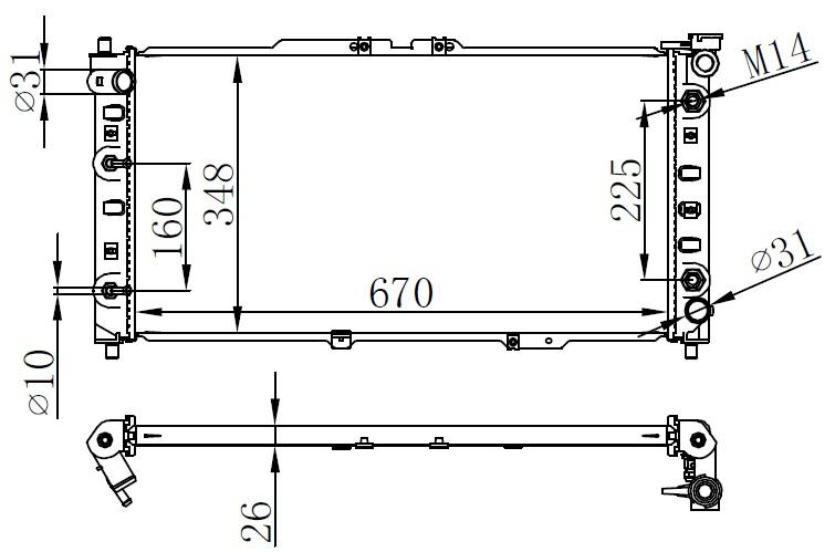 (x) RADYATÖR BRAZİNG MAZDA LANTIS (OTOM) (670x348x26) - ORIS - OEM BPM915200A