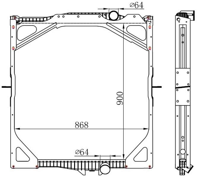 RADYATOR TRUCK BRAZİNG MT(900X868X48)TERBERG FH 12 420 HP 93-99 - ORIS - OEM 1276435