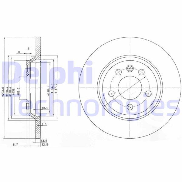 FREN DİSKİ ARKA VW-SEAT-TRANSPORTER T4-SHARAN-ALHAMBRA 91> (DIŞ ÇAP: 294mm) - DELPHI - OEM 1110251