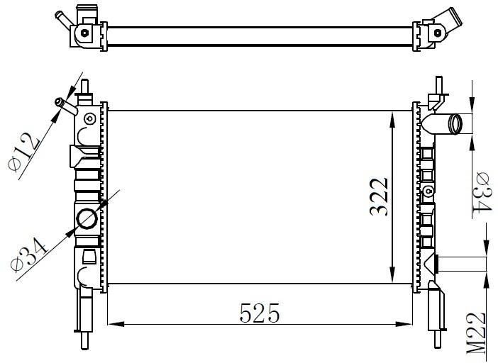 RADYATÖR ASTRA F 1.4I-1.6I (KLİMASIZ+MEK) (525x322x34) - ORIS - OEM 1300112
