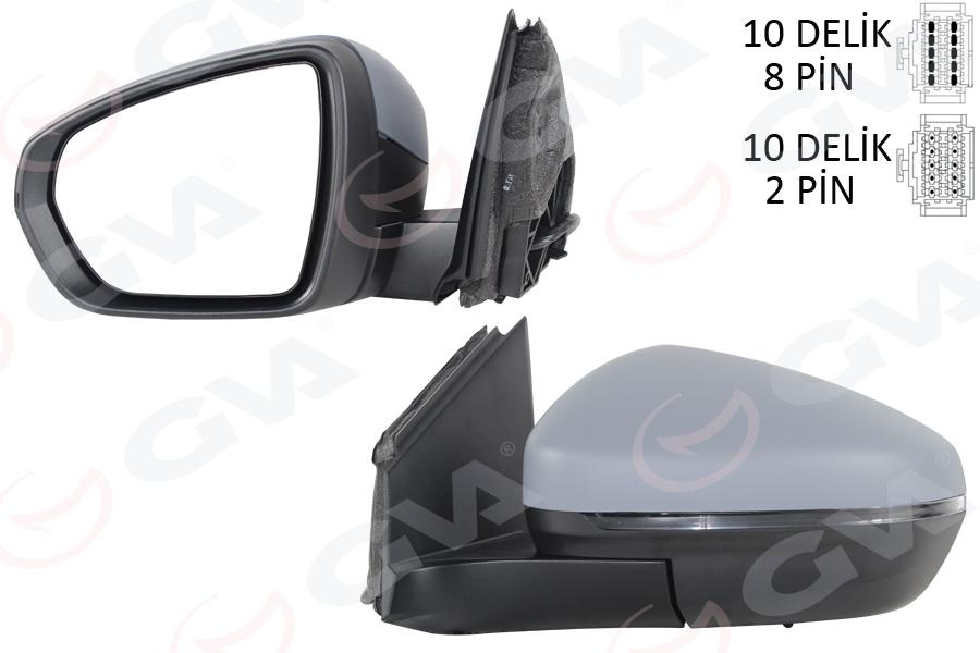 DIŞ DİKİZ AYNASI SOL ELEKTRİKLİ+KATLANABİLİR+ISITMALI+SİNYALLİ+ASTARLI+KONVEKS PEUGEOT P3008-P5008 16> CITROEN C5 AIRCROSS 16>23 - GVA - OEM 1618046980