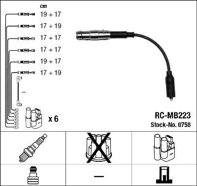ATESLEME KABLOSU SETI (12`LI) MERCEDES M112 W202 W203 W210 W220 W163 - NGK - OEM A1121500118