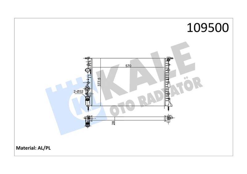 RADYATÖR MGN 1.6i-2.0i (96-99)-2.0i 99>SCENIC I 1.9DTI-DCI (99-03)(KLİMASIZ+MEK)(570x358x22) - KALE - OEM 7702258283