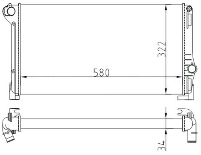 RADYATOR PUNTO IDEA 44621 MJTD 04> 61896 MT (580×322×34) - ORIS - OEM 51708005