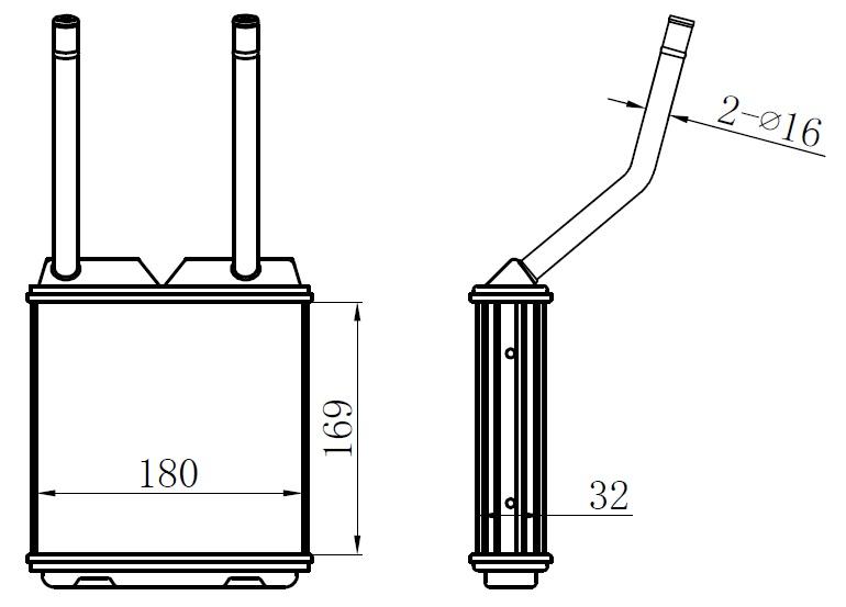 KALORİFER RADYATÖRÜ BRAZİNG ASTRA F-CALIBRA A-VECTRA A (UZUN BORULU) (KLİMASIZ) (169x178x32) - ORIS - OEM 1806115