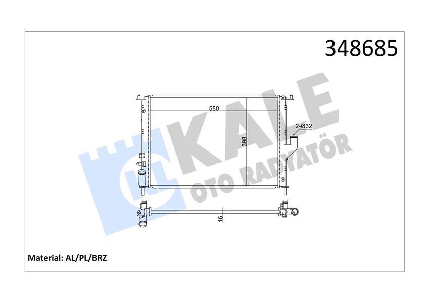 MOTOR SU RADYATORU DACIA DUSTER / LOGAN 05-> / LOGAN MCV / LOGAN EXPRESS / SANDERO 08-> LADA LARGUS - RENAULT DUSTER / LOGAN I / LOGAN EXPRESS / SANDERO / STEPWAY (KLIMALI) (MT) (16 MM) (AL/PL/BRZ) - KALE RADYATOR - OEM 8200735039