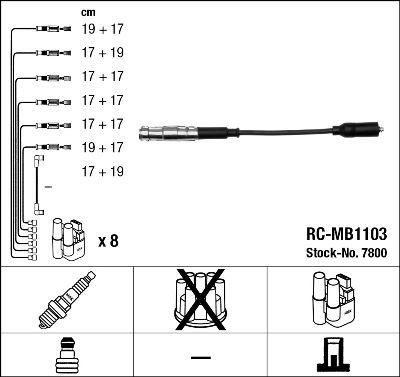 ATESLEME KABLOSU SETI (16`LI) MERCEDES M113 W202 C219 W210 W211 W163 W220 - NGK - OEM A1121500318