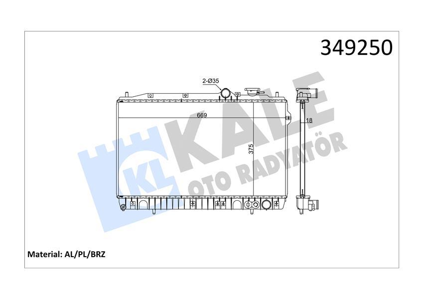 RADYATOR ELANTRA 1.5I 90> (MT) AL PL BRZ - KALE - OEM 2531028000