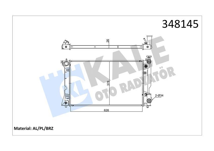 RADYATOR AVENSIS 2.0 16V VVTI 03=> (AT) AL PL BRZ - KALE - OEM 164000H120