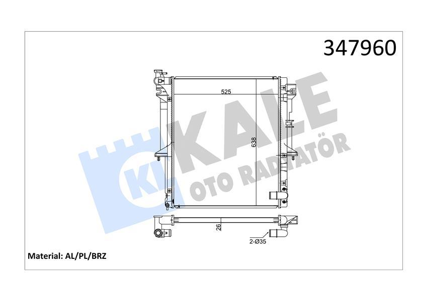 SU RADYATORU 525×638X26 BRAZING MITSUBISHI L200 / TRITON 2.5DI-D 05- MT AC/NAC - KALE - OEM MN135032