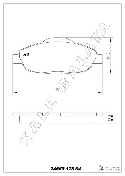 FREN BALATASI ON P308 P408 P3008 P5008 1.4 1.6 16V 1.6 HDI 07=> - KALE BALATA - OEM 1609253080