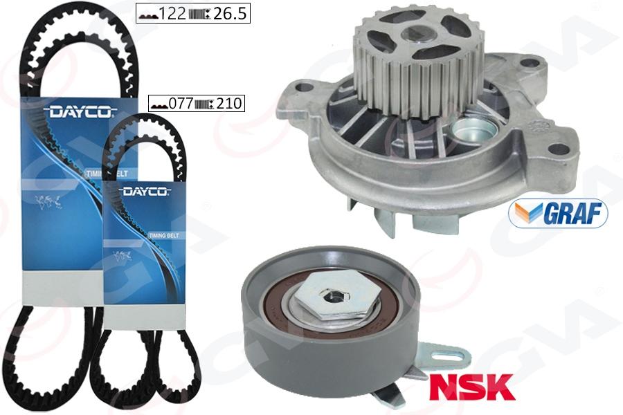 DEVİRDAİMLİ TRİGER SETİ (122x26.5) TRANSPORTER T4 2.4D (90-03) (AJA) (K065323XS) 2 KAYIŞ+1 GERGİ - GVA - OEM 074198119A