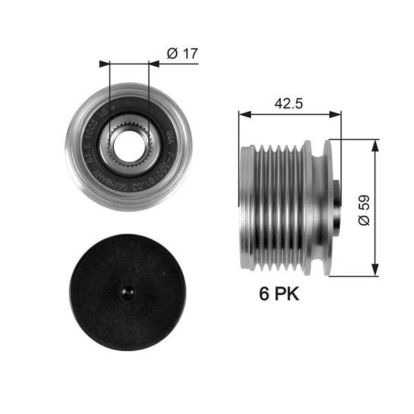 ALTERNATÖR KASNAĞI (RULMANLI) CLIO II-MGN-KNG-SCENIC (K4M-K4J-K9K-F4P) (6 KANAL) (AYARLI) - GATES - OEM 7701477689
