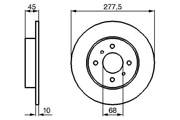 ARKA FREN DİSKİ (DOLU TİP) NISSAN PRIMERA 1,6L QG16DE P11 99-01 1,8L QG18DE P11 99-01 (278 çap x 4 bijon) - Adet disk fiyatıdır - BOSCH - OEM 4320699J04