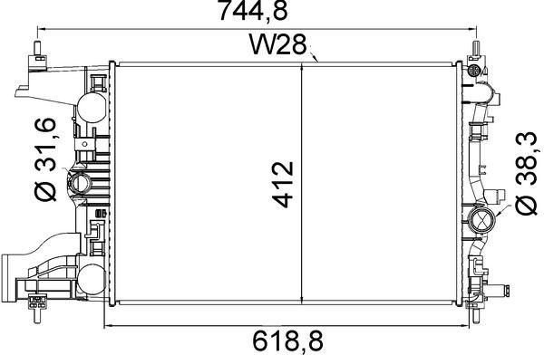 SU RADYATÖRÜ ASTRA J 2010 > 2020 (MANUEL) (580x398x26) 1.4-1.6 A14NEL-NET-B14NEL-NET-D14NEL-A16NET - GM - OEM 1300302