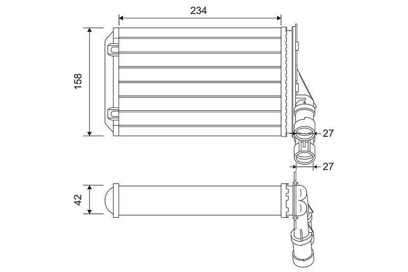 KALORIFER RADYATORU (234*157*42) PEUGEOT P306 93-02 PARTNER M49-M59 CITROEN BERLINGO M49-M59 XSARA 94-01 - VALEO - OEM 644878