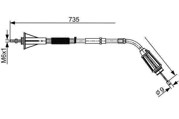 EL FREN TELİ ARKA VOLVO S80-V70-XC70 06> (UZUNLUK: 735mm) - BOSCH - OEM 30794734