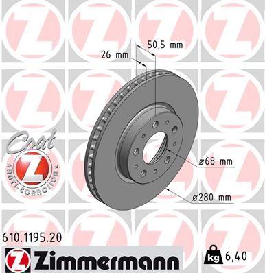 ÖN FREN AYNASI VOLVO 850 (91-97)-S70-C70-V70-960-2.0-2.5-2.5 20V-2.5TDI 97=>(280x26x5DLxHAVALI) 986478603-DF2671 - ZIMMERMANN - OEM 271788