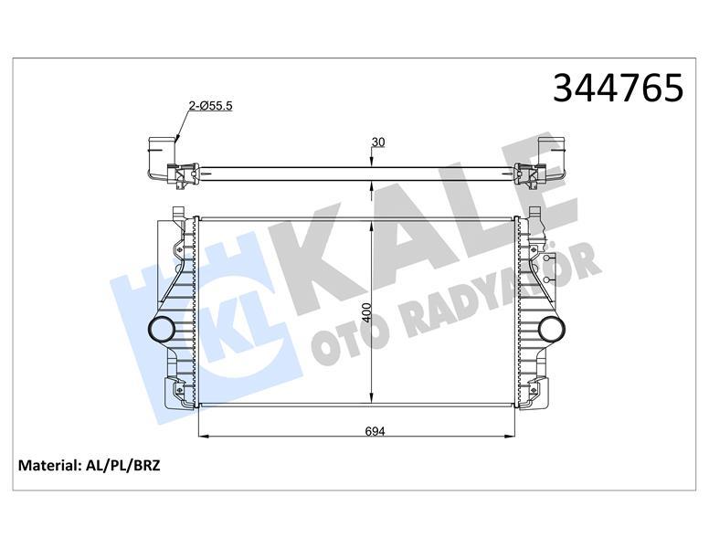 TURBO RADYATÖRÜ (INTERCOOLER) VW TRANSPORTER T4 2.5 TDİ (95-03) (694x415x34) (AL/PL/BRZ) - KALE - OEM 7D0145803A