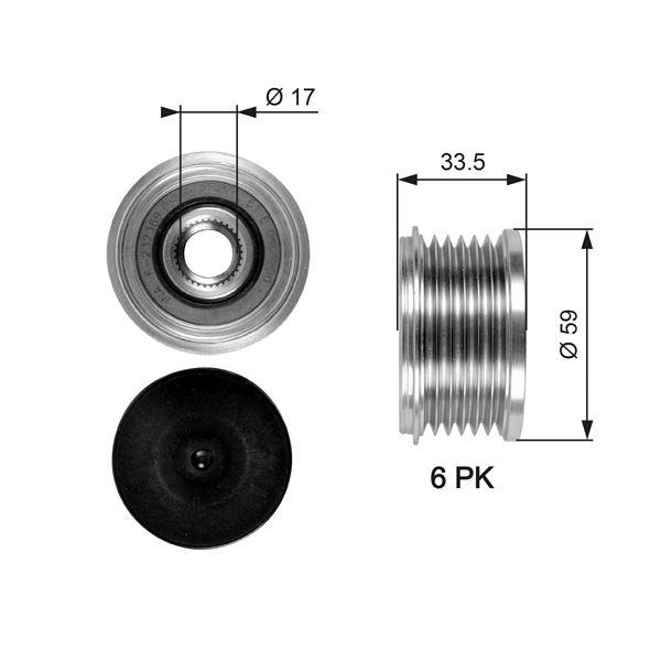 ALTERNATÖR KASNAĞI (RULMANLI) DUCATO-SUCUDO-BOXER-JUMPER-PARTNER-BERLINGO 2.0 HDI 02=> MONDEO 07=> - GATES - OEM 77362558