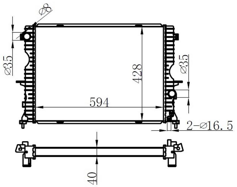 RADYATOR BRAZİNG MT(594X428X40)DİSCOVERY II 2.5 TD5 1998+ 64312A-PCC107270-PCS000010 - ORIS - OEM PCC001070