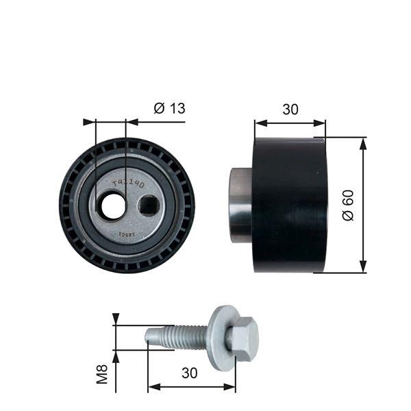 (x) EKSANTRİK GERGİ RULMANI (AYARLI) P206-P306-P307-P406-BERLINGO-JUMPER-JUMPY-DUCATO-XSARA 2.0 HDI( - GATES - OEM 0829.60