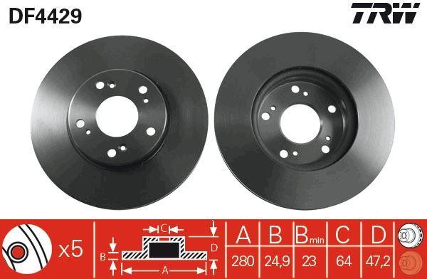ÖN FREN AYNASI HONDA ACCORD 2.0(03-08)(280x25x5DLxHAVALI)(986479625) - TRW - OEM 45251SEAE00