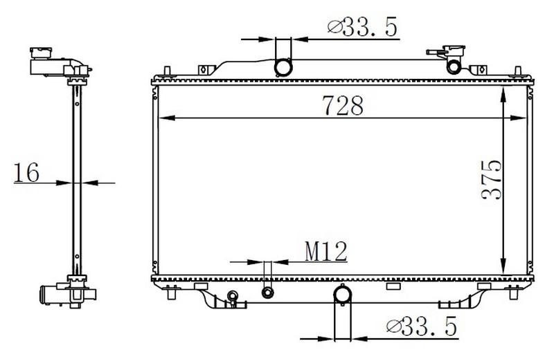 RADYATOR BRAZİNG MT(375X728X16)3 1.5İ 2013+ 68555 - ORIS - OEM PE2015200