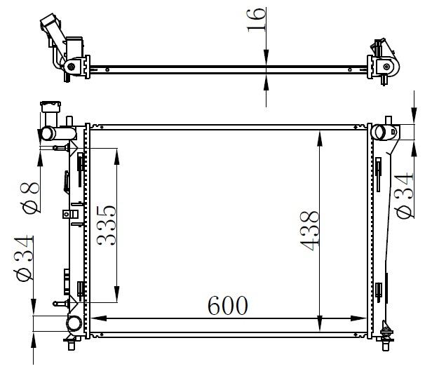 (x) RADYATÖR BRAZİNG İ30-ELANTRA 1.6İ 06=> (OTOM) (600x438x16) - ORIS - OEM 253102H050