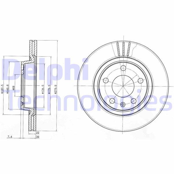 FREN DISKI ON HAVALI PASSAT A4 S8 EXEO 1996> - DELPHI - OEM 8E0615301