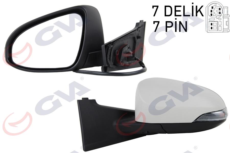 DIŞ DİKİZ AYNASI SOL (ELEKTRİKLİ + ISITMALI + SİNYALLİ + ASTARLI + DIŞ BÜKEY) TOYOTA YARIS 1,33L 1NR-FE NSP130 12-17 / 1,4L 1ND-TV NLP130 12-18 - GVA - OEM 879400D590