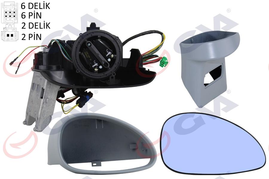 DIŞ DİKİZ AYNASI SAĞ C4 04> ELEKTRİKLİ+ISITMALI+SENSÖRLÜ+ASTARLI+MAVİ CAM+ KONVEKS VM-503EHPR - GVA - OEM 8149.YN