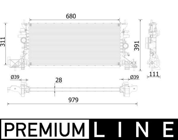 RADYATÖR AL/BRZ OPEL ASTRA K (B16) 1.0 1.2 1.4 1.6 Turbo 1.5CRDI 1.6CDTI 15=> (MT) - MAHLE - OEM 39146897