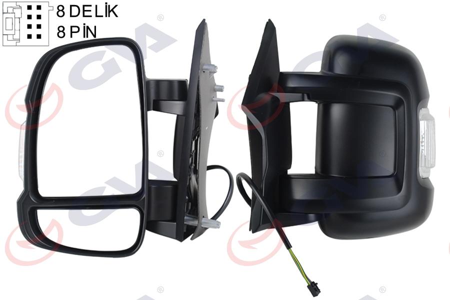 DIŞ DİKİZ AYNASI SOL DUCATO-BOXER-JUMPER 06> ELEKTRİKLİ+ISITMALI+SİNYALLİ+KISA KOL+KONVEKS 8 FİŞ VM-6201EHL - GVA - OEM 735424423