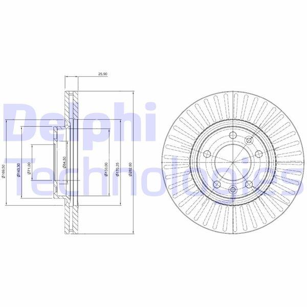 ÖN FREN AYNASI 407 1.6HDI 1.8-2.016V-2.0HDI 04=> 607 2.0 00=> 508 10=> (283x26x5DLxHAVALI) - DELPHI - OEM 4246.P7