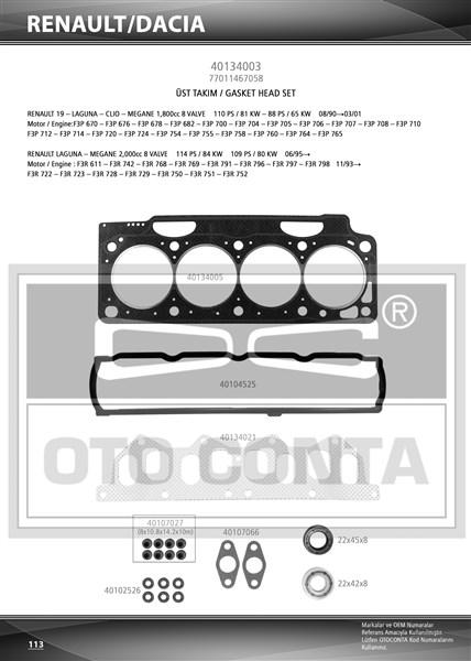 UST TAKIM CONTA LAGUNA 1.8 2.0 SKT F3P F3R KECESIZ SKC LI - SUPSAN - OEM 7701467058