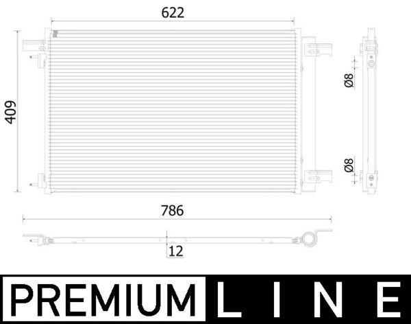 KLİMA RADYATÖRÜ (KONDANSATÖRÜ) PEUGEOT P308-CC 10>14 RZC 10>15 DS4 11>15 1.6 THP-GTi - MAHLE - OEM 6455.HW