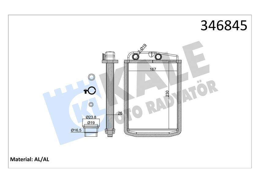 KALORIFER RADYATORU CITROEN JUMPER III/PEUGEOT BOXER III 22DT/PUMA (06+)/FIAT DUCATO III 2.3 JTD (06+) BRAZING - KALE RADYATOR - OEM 77364073