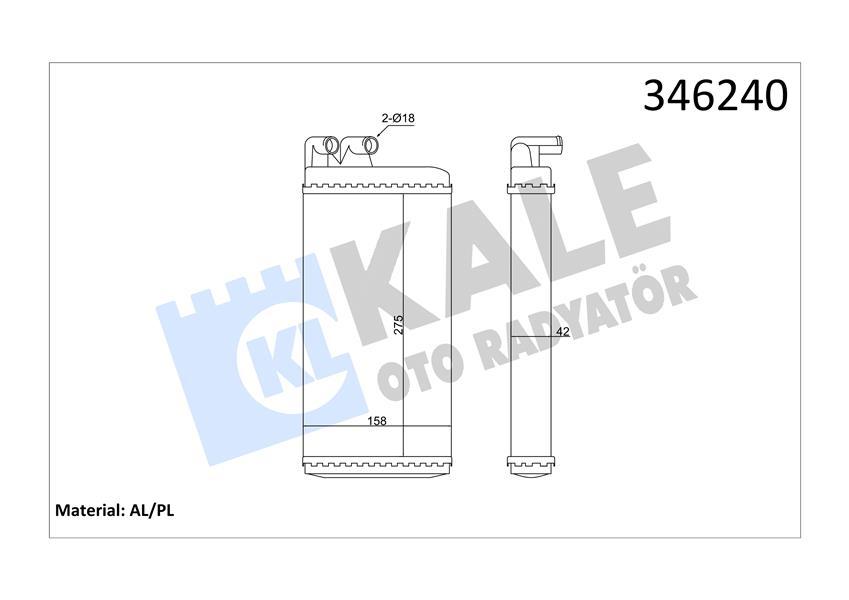 KALORİFER RADYATÖRÜ A6 (94-97) (MEK+OTOM) (273x141x32) - KALE - OEM 443819031BC