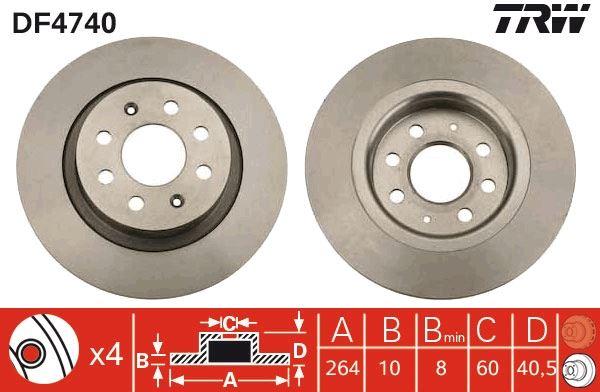 ARKA FREN AYNASI CORSA E 14> ADAM 13> PUNTO EVO-GRANDE PUNTO 05> (264x10x4DLxHAVALI 15 İNÇ) (55700592) - TRW - OEM 93167282