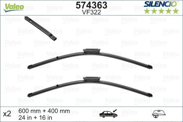 ÖN SİLECEK SÜPÜRGE TAKIMI PEUGEOT P301 CITROEN C ELYSEE 12> C3 PICASSO 10>17 DS3 10>15 RENAULT CLIO III 09 05>TALIA 00>FLUENCE 09> (600+400) ((FLATBLADE-MUZ TİP) - VALEO - OEM 1642332780