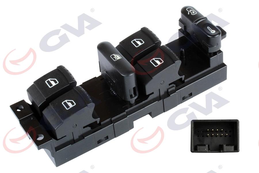 CAM AÇMA ANAHTARI SOL GOLF IV-PASSAT (DÖRTLÜ-MERKEZİ KİLİT DÜĞMELİ) - GVA - OEM 1J4959857B