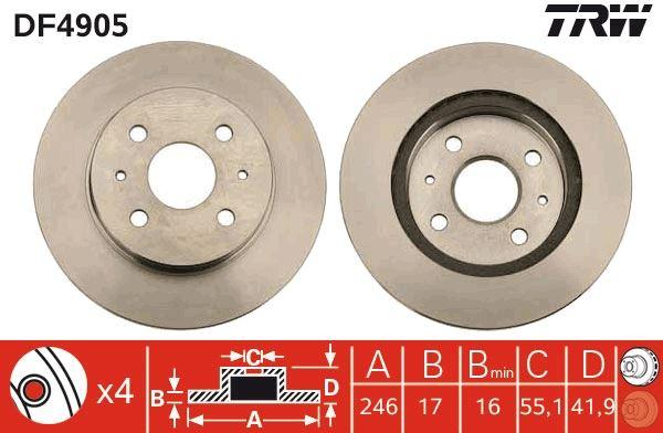 ÖN FREN DİSKİ (HAVA KANALLI) DAIHATSU SIRION 1,0L 1,3L 1KR-FE K3-VE M300 M301 05-> (246 çap x 4 bijon) - Takım disk fiyatıdır - TRW - OEM 4351297402
