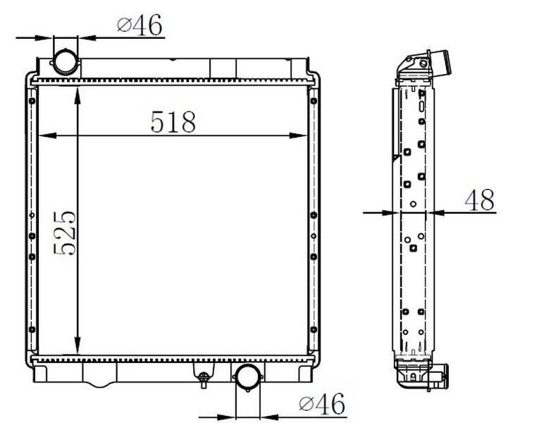 RADYATÖR BRAZİNG MITSUBISHI CANTER 5.2D-4.9D 02=> (MEK) (525x518x48) - ORIS - OEM ME403820
