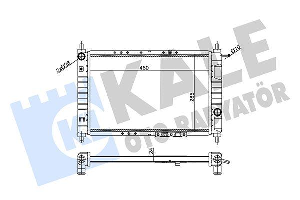 (341930) SU RADYATÖRÜ DAEWOO MATIZ 0.8 98=> (MT) (MEKANİK) (460x285x24) - KALE - OEM 96314162