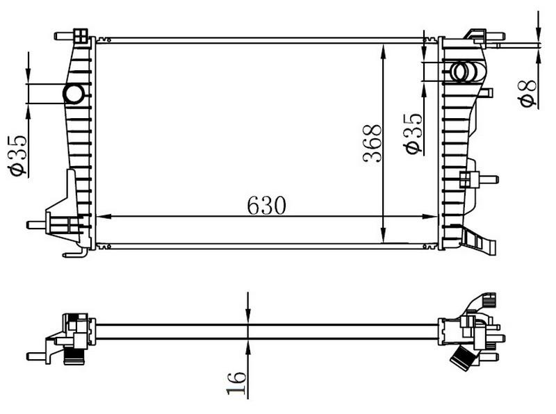 RADYATOR FLUENCE 1.5 DCI (MEK) (630x368x26) - ORIS - OEM 214100068R