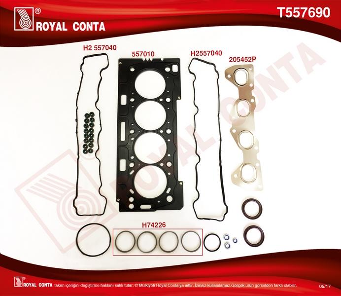 ÜST TAKIM CONTASI (REINZ KEÇELİ+S.LASTİKLİ) P206-P207-P307-P308 1.6 16V (TU5JP4) - ROYAL - OEM 0249.A9