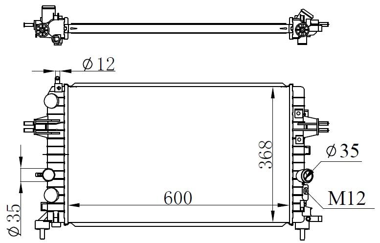 RADYATÖR ASTRA H- ZAFIRA 1.6-1.8 (AC+KLİMASIZ+MEK) (602x369x16) - ORIS - OEM 13170110